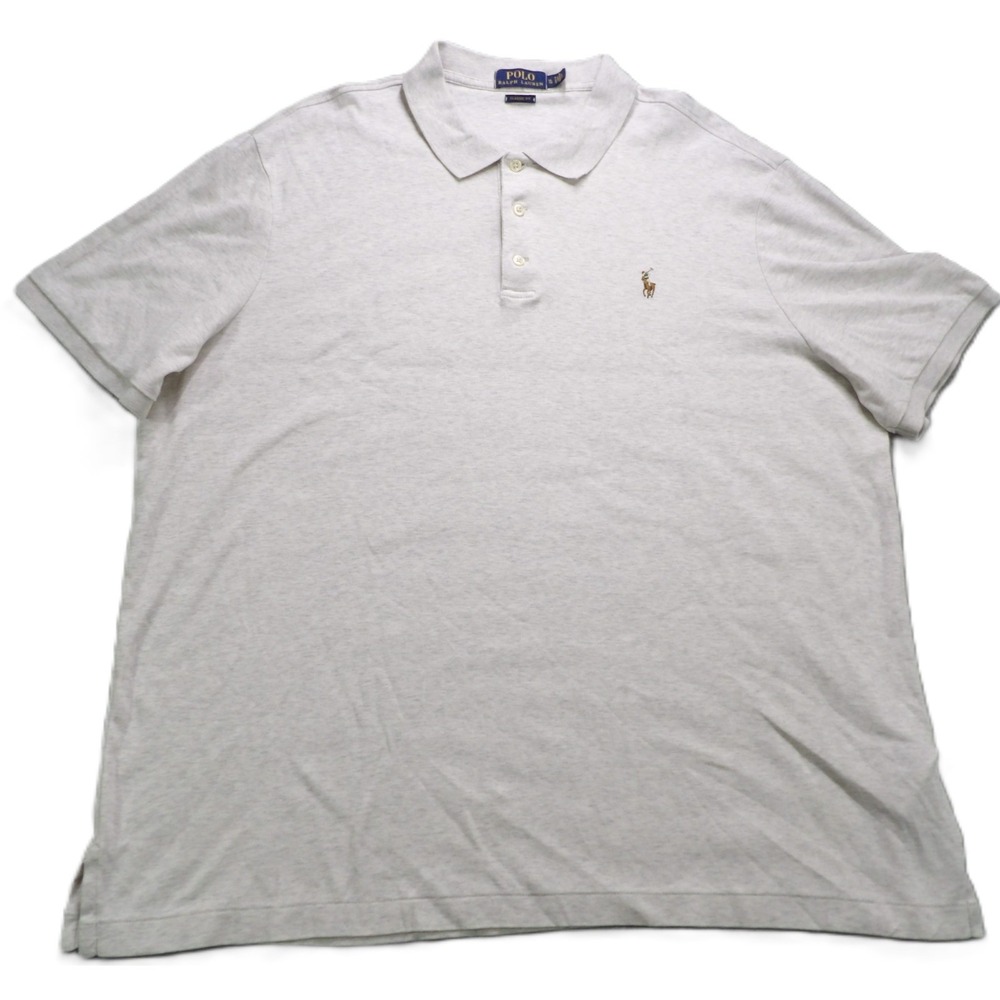 Polo Ralph Lauren Shirt Men XL Classic Fit Gray Cotton Short Sleeves Flesh Pony
